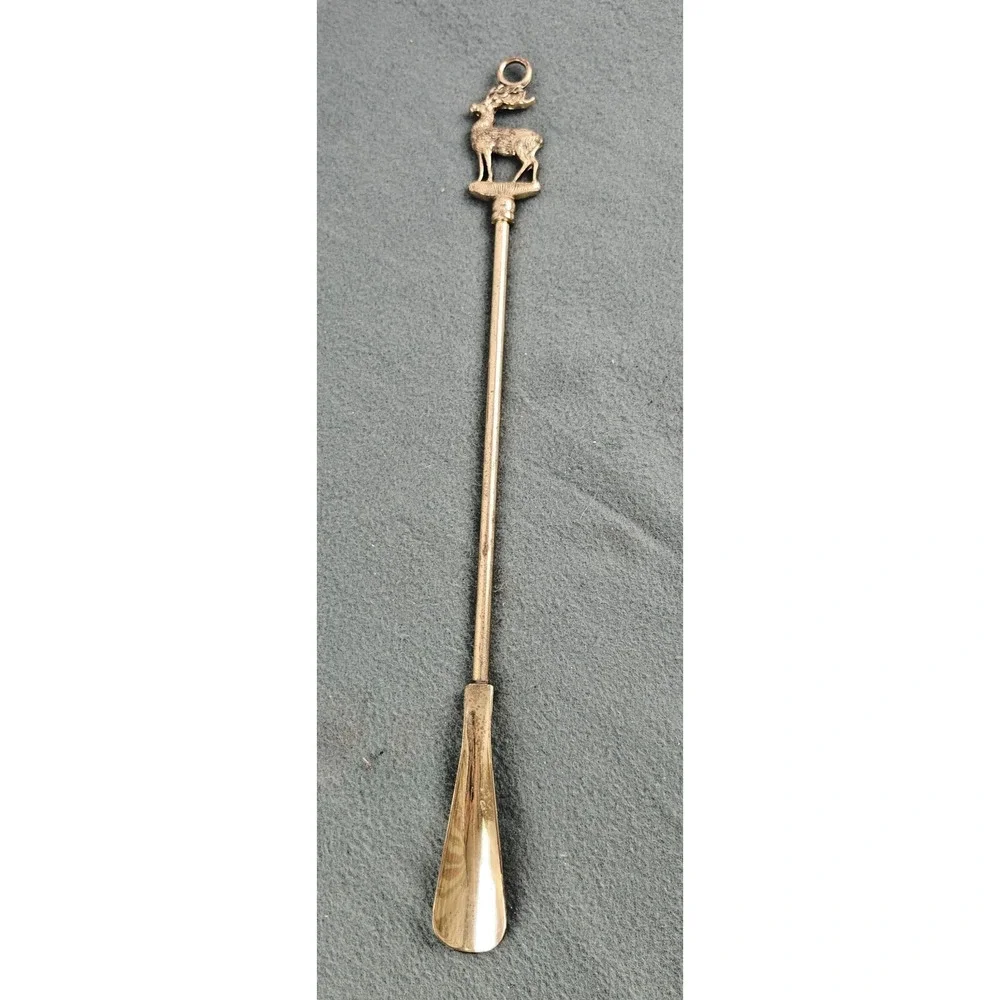 Vintage Deer Stag 19.5 Inch (50cm) Brass Shoehorn Collectible Shoe Horn England